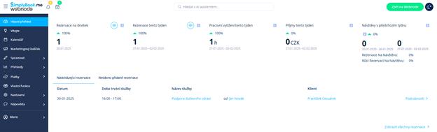 Administrace rezervačního systému SimplyBook.me