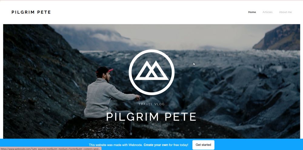 example of home page of a travel agency using a Webnode template