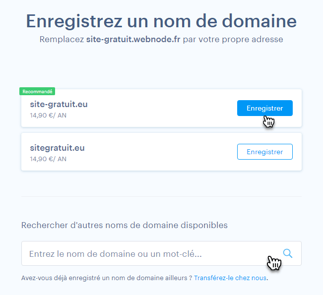 Enregistrez votre domaine et obtenez un hébergement
