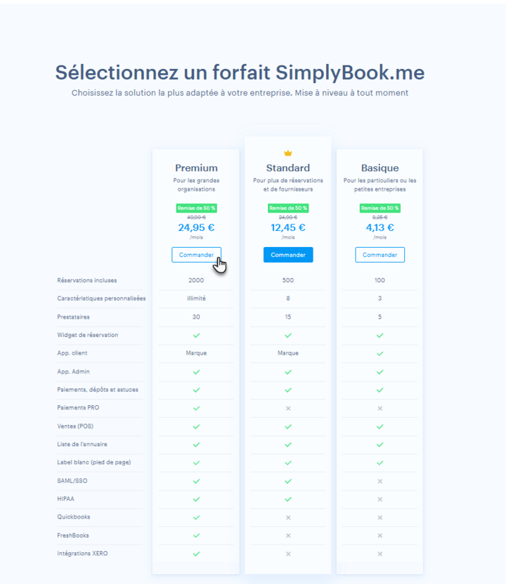 sélectionnez un forfait