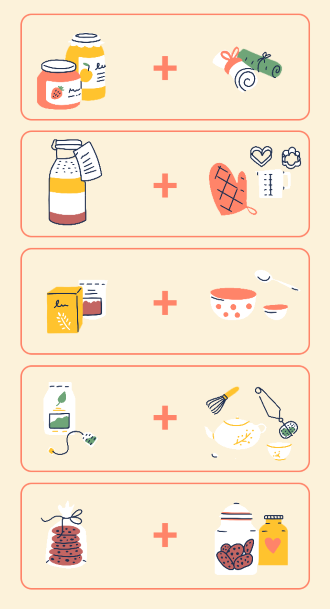 Sich ergänzende Produkte zu selbstgemachten Lebensmitteln im Onlineverkauf