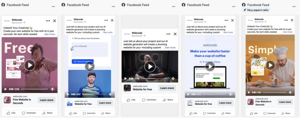 Webnode facebook ads examples