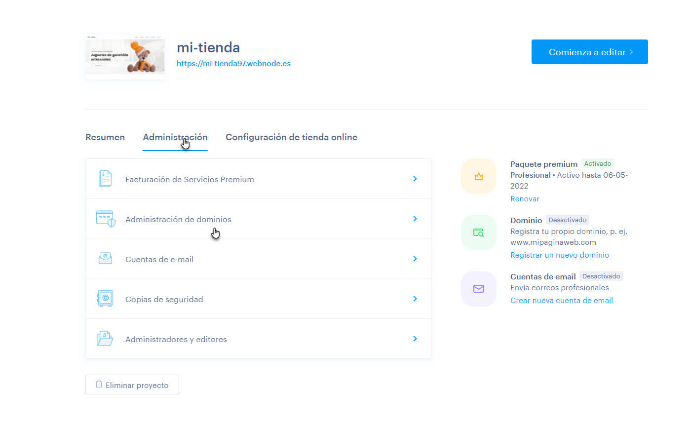 Administración de dominios