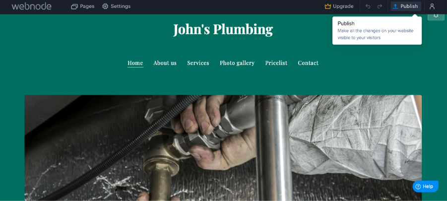 An example of how to build a plumbing website with Webnode