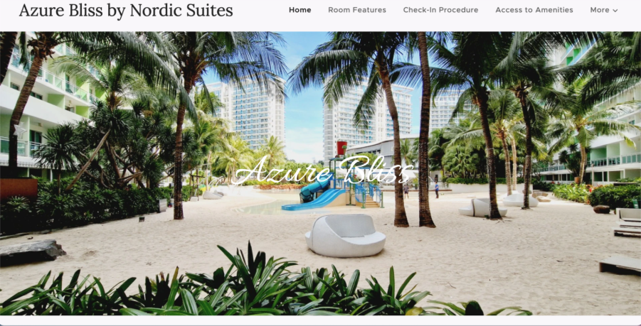 A screenshot of Azure Bliss, a hotel website created using Webnode's hotel website templates.