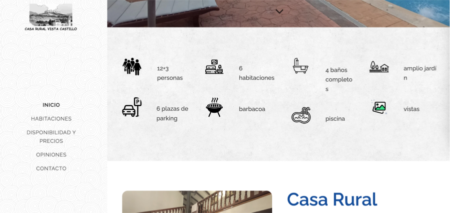 A screenshot of a website made with Webnode showing how pictures can make hotel websites easily skimmable.