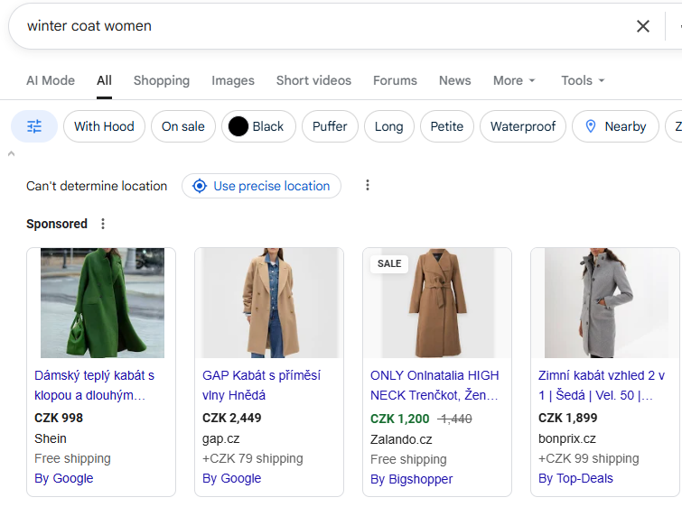 Google search ads example