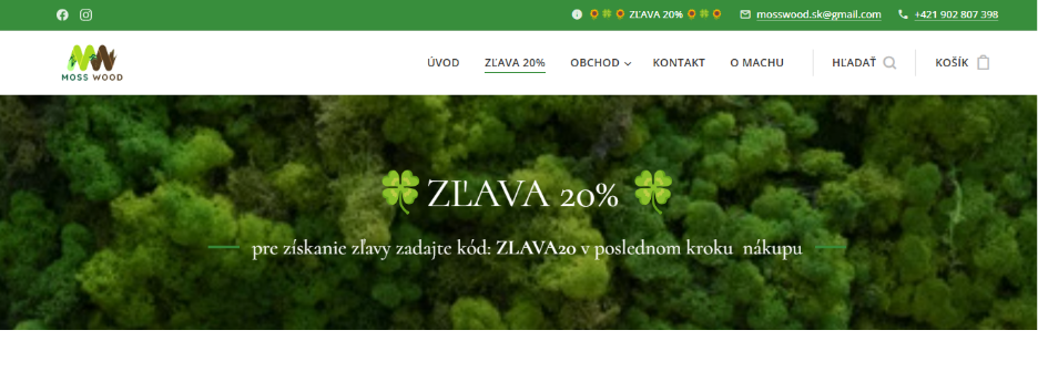 Příklad procentuální slevy po zadání slevového kódu 