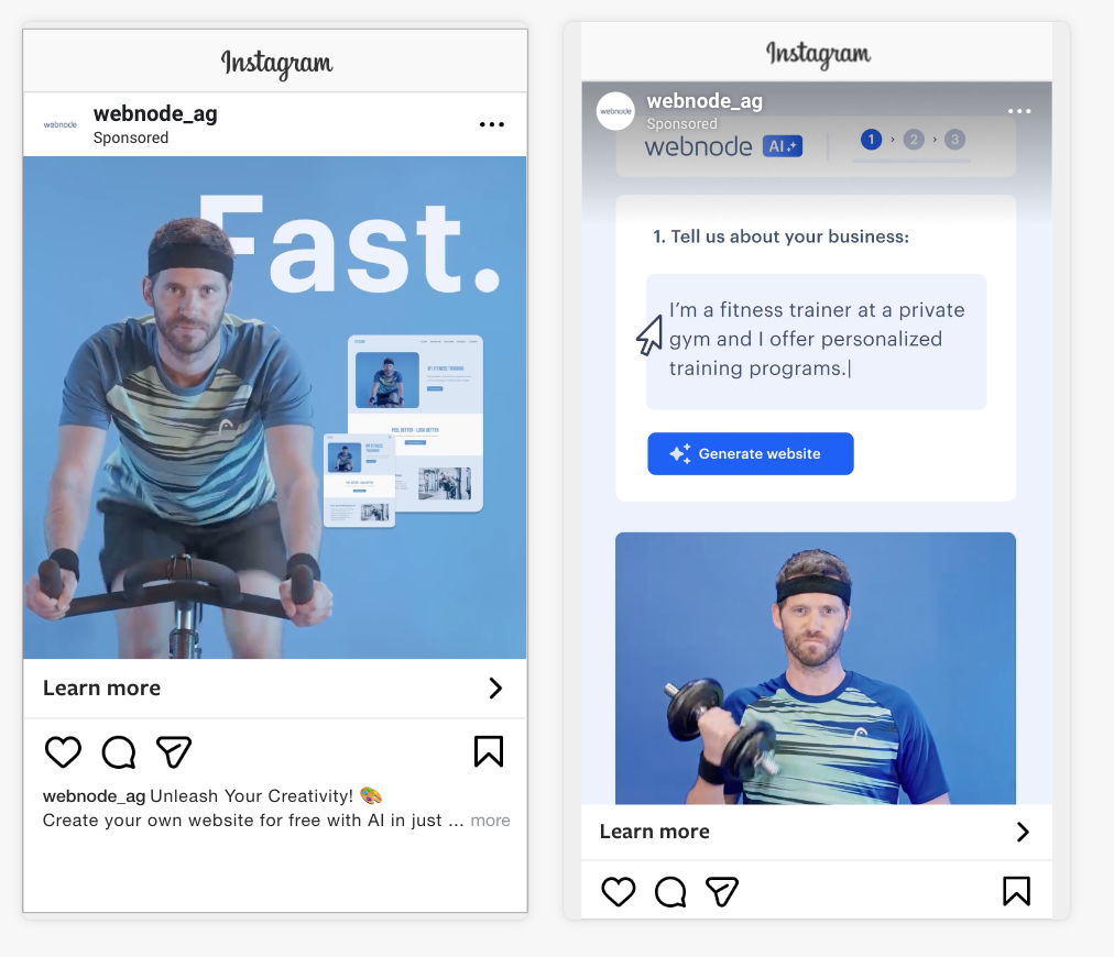 Webnode instagram ads examples