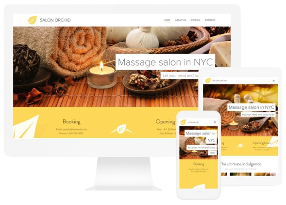Webnode website template for a massage salon