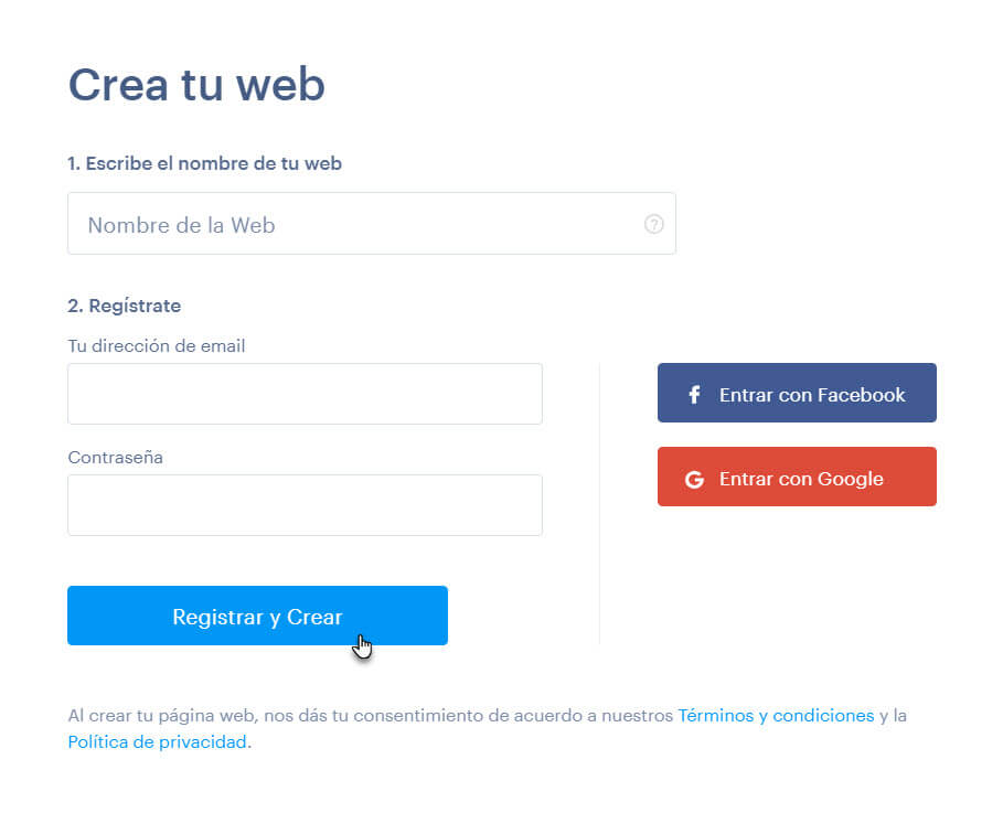 registrar y crear