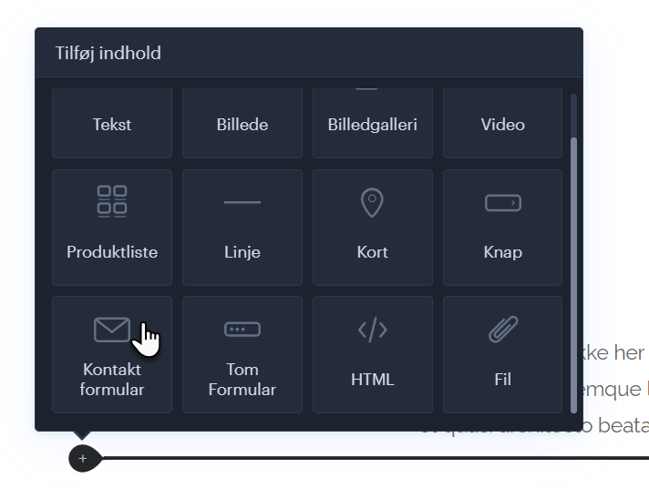 velg kontakt formular