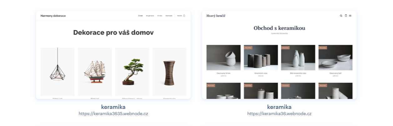 Příklad projektů se stejným názvem. Projektové adresy jsou generované náhodně.