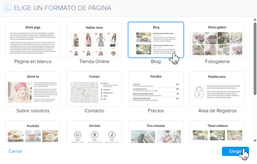 Formato de página dentro de la web