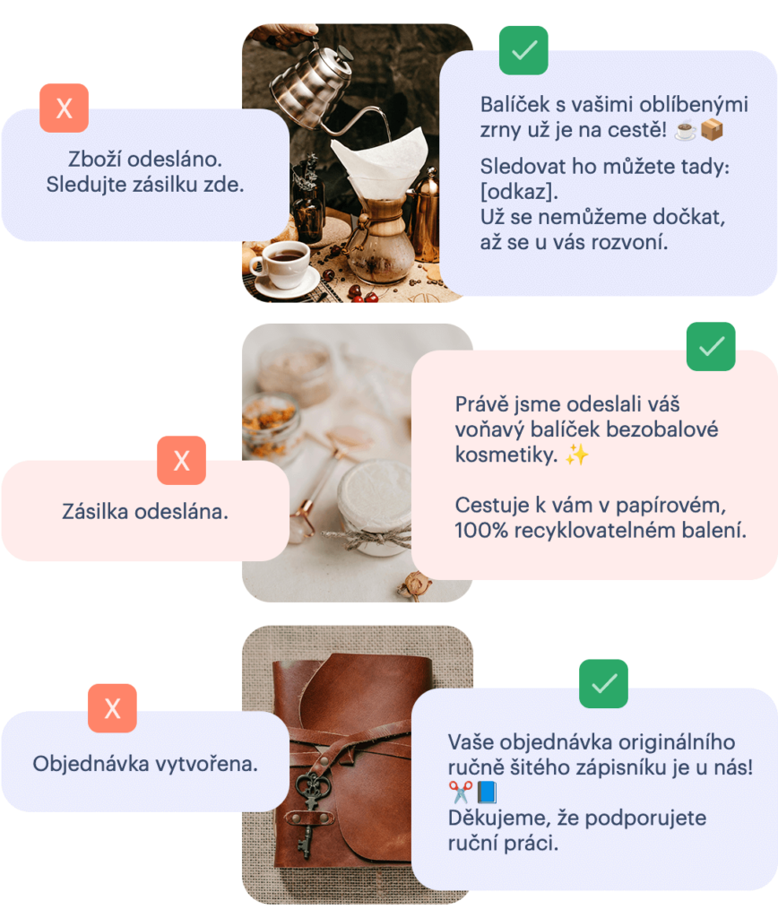 prémiová funkce – úprava e-shopových zpráv