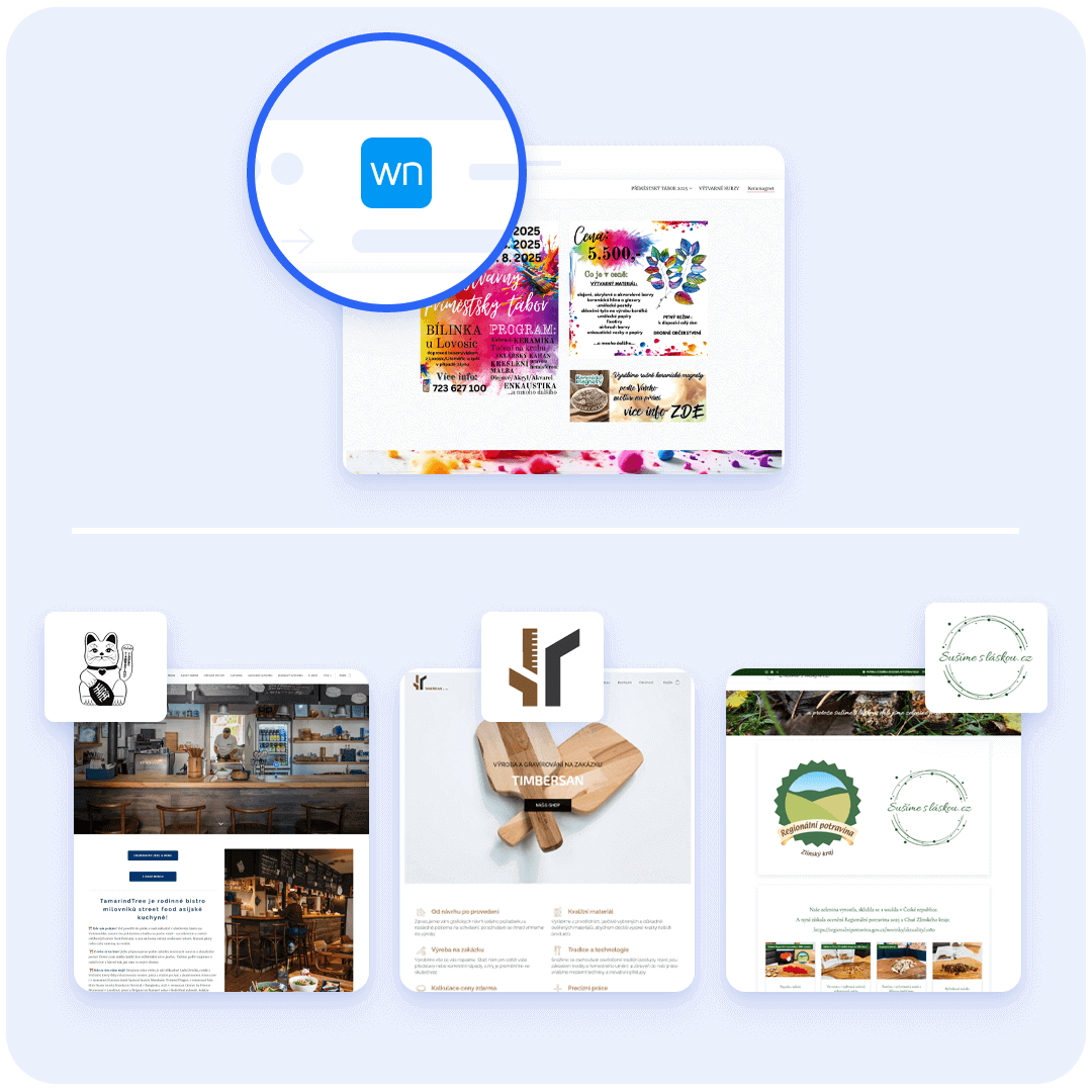 Web s Webnode faviconem a weby s ikonou vlastní značky