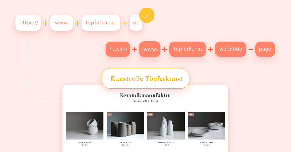 Webnode Subdomain im Vergleich zur eigenen Domain