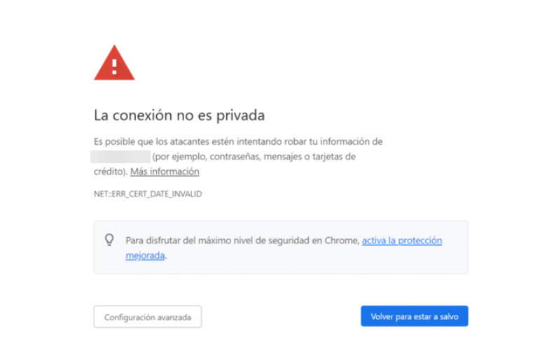 La conexión no es privada